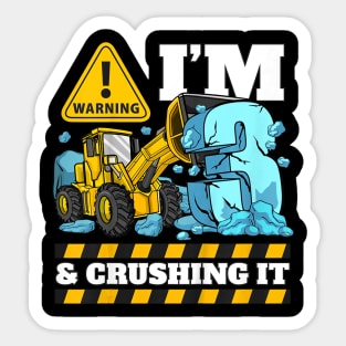 Kids Construction Truck 3rd Birthday Shirt Boy 3 Bulldozer Digger Sticker